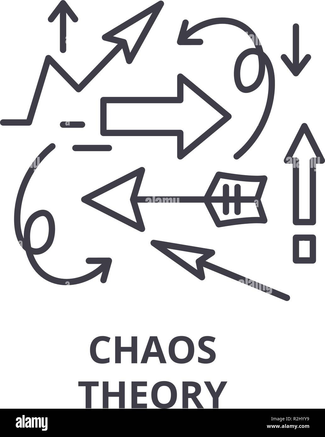 L'icône de la ligne de la théorie du chaos concept. La théorie du chaos vector illustration linéaire, symbole, d'un signe Illustration de Vecteur