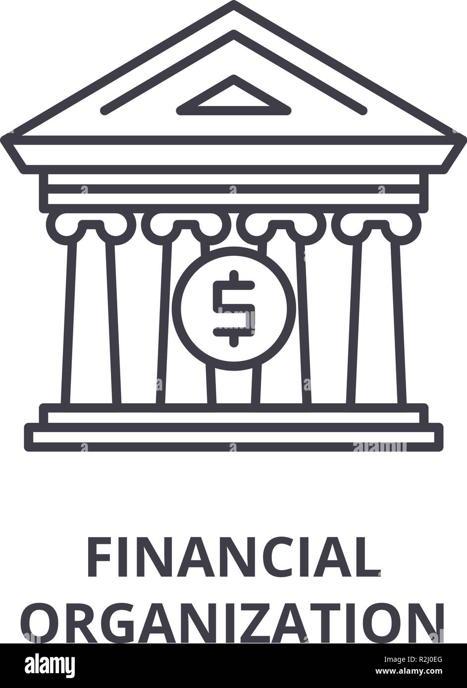 L'icône de la ligne de l'organisation financière concept. Organisation financière vector illustration linéaire, symbole, d'un signe Illustration de Vecteur