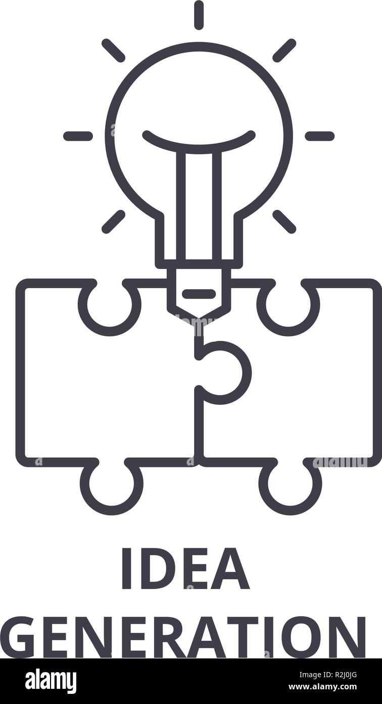 L'icône de la ligne de production d'idée concept. La génération d'idées vector illustration linéaire, symbole, d'un signe Illustration de Vecteur