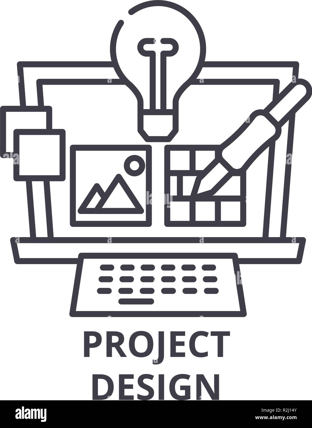 L'icône de la ligne de la conception du projet concept. La conception du projet linéaire vector illustration, symbole, d'un signe Illustration de Vecteur