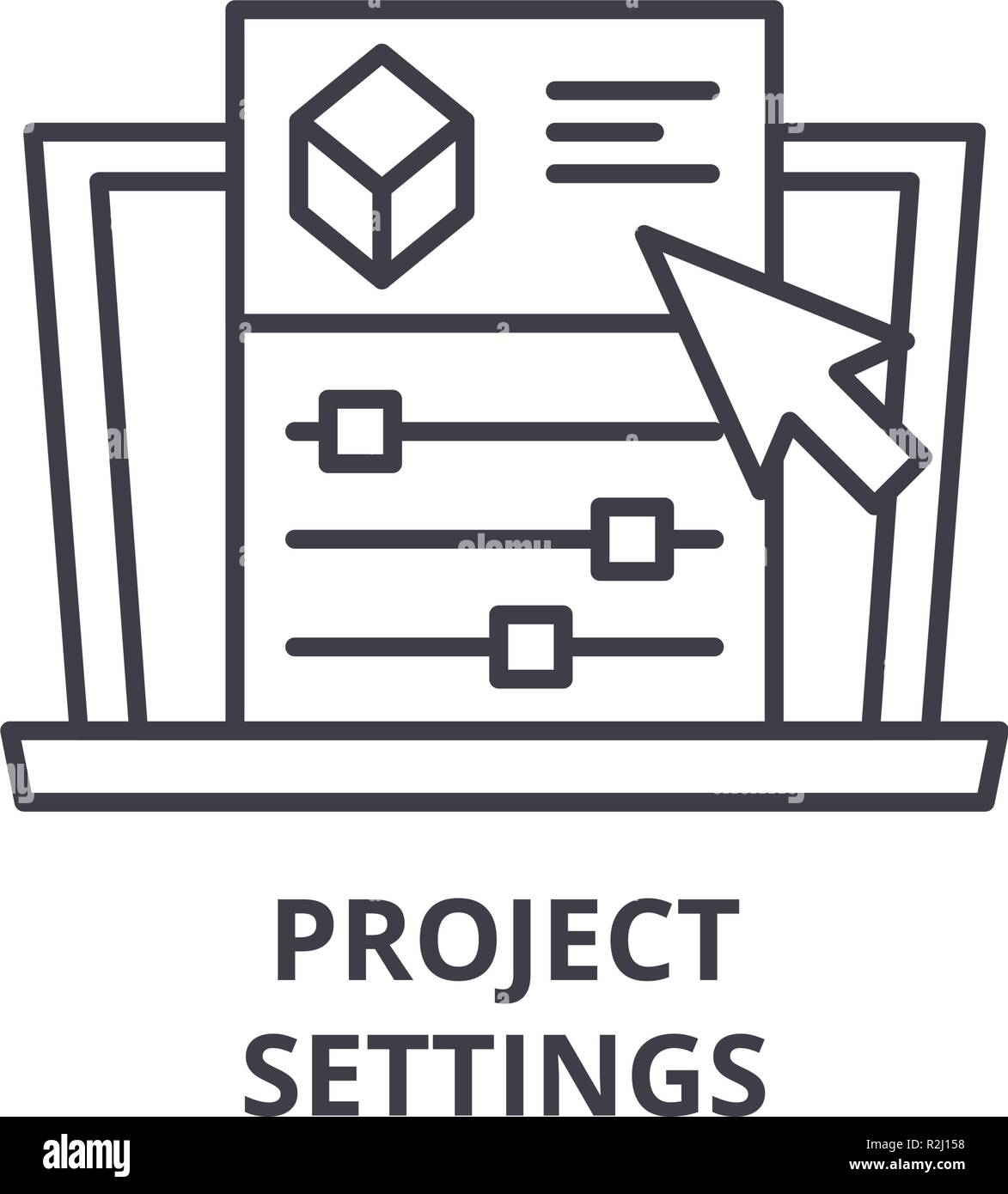 L'icône de la ligne paramètres du projet concept. Les paramètres du projet linéaire vector illustration, symbole, d'un signe Illustration de Vecteur