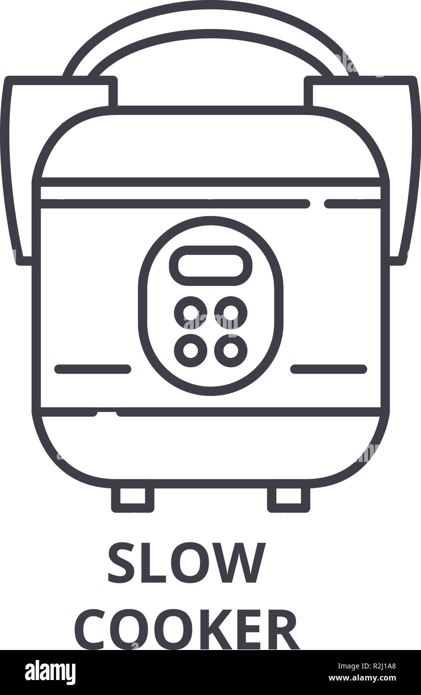 L'icône de la ligne de la mijoteuse concept. Slow Cooker vector illustration linéaire, symbole, d'un signe Illustration de Vecteur