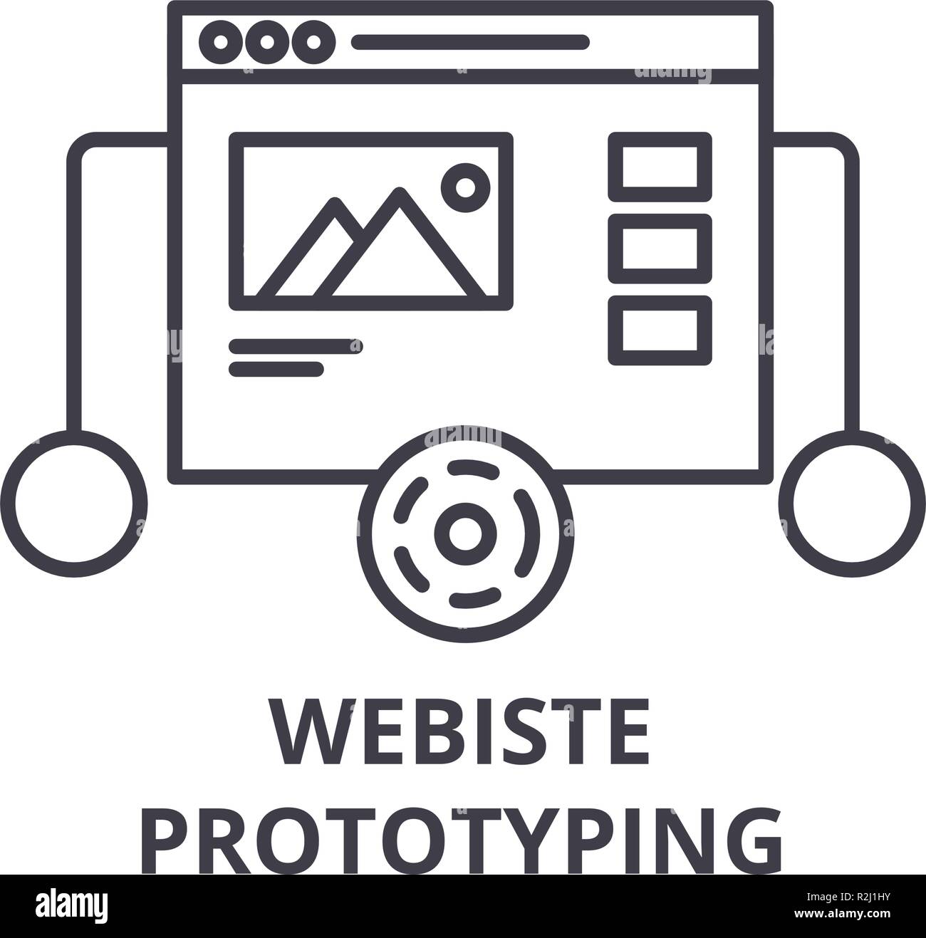 L'icône de la ligne de prototypage de site web concept. Vector illustration linéaire de prototypage de site web, symbole, d'un signe Illustration de Vecteur