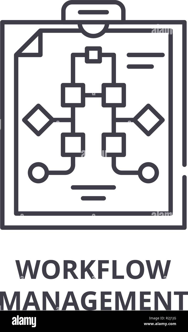 L'icône de la ligne de gestion du flux de concept. Gestion de workflow linéaire vector illustration, symbole, d'un signe Illustration de Vecteur
