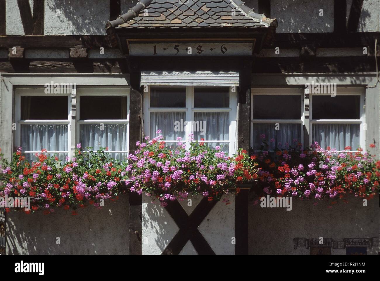 Blumenfenster sur maison à colombages,lindau Banque D'Images