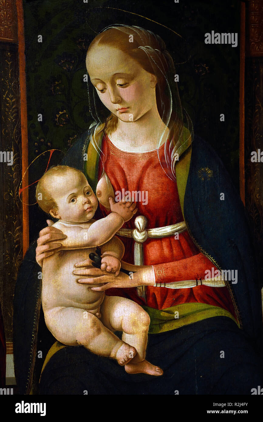 Vierge à l'enfant de Biagio d'Antonio 1444-1516, l'Italie, l'italien. (Détail) Banque D'Images