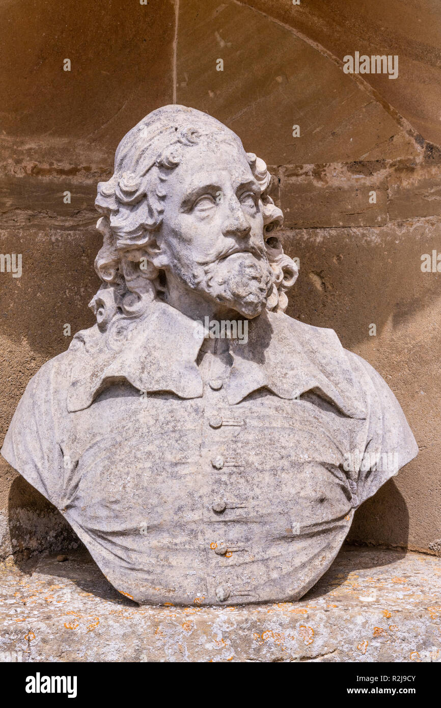 Un buste d'Inigo Jones dans le Temple de la Dignitaires de Stowe House Gardens, Buckinghamshire UK Banque D'Images