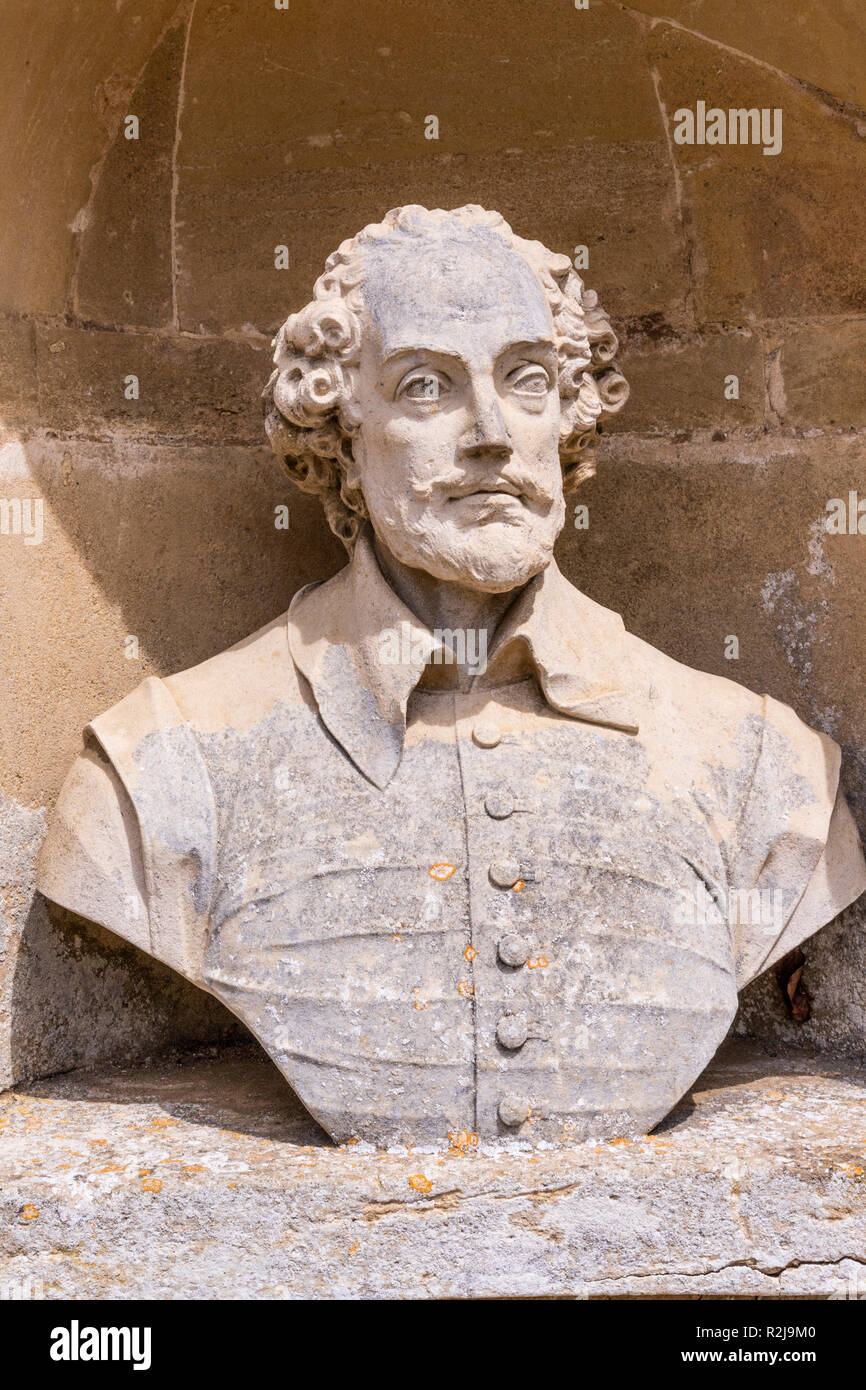 Un buste de William Shakespeare dans le Temple de la Dignitaires de Stowe House Gardens, Buckinghamshire UK Banque D'Images