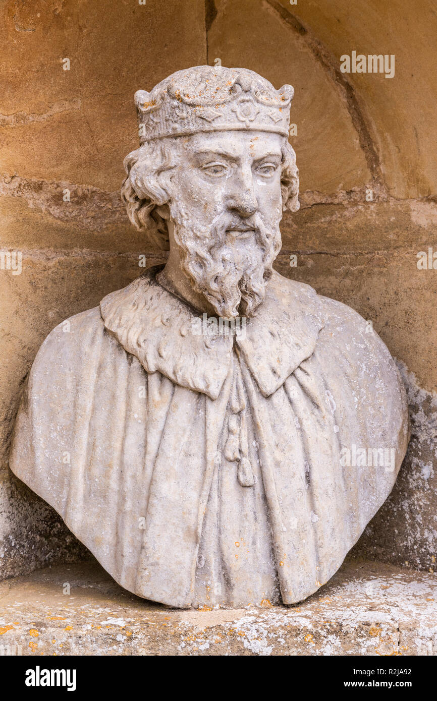 Un buste du roi Alfred dans Le Temple de la Dignitaires de Stowe House Gardens, Buckinghamshire UK Banque D'Images