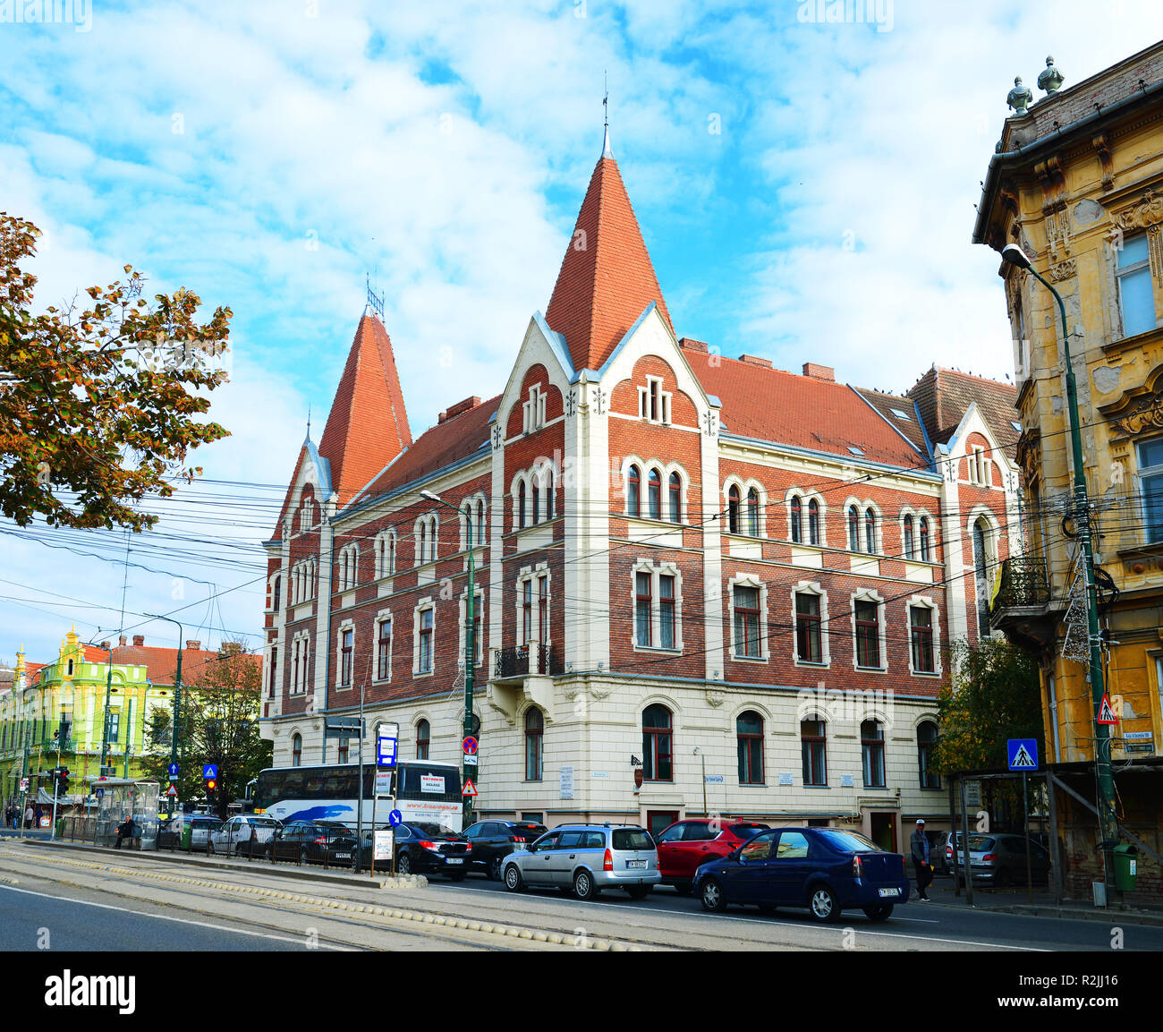 TIMISOARA, ROUMANIE - 10.26.2018 : église paroissiale réformée landmark architecture l'endroit où la révolution roumaine a commencé Banque D'Images