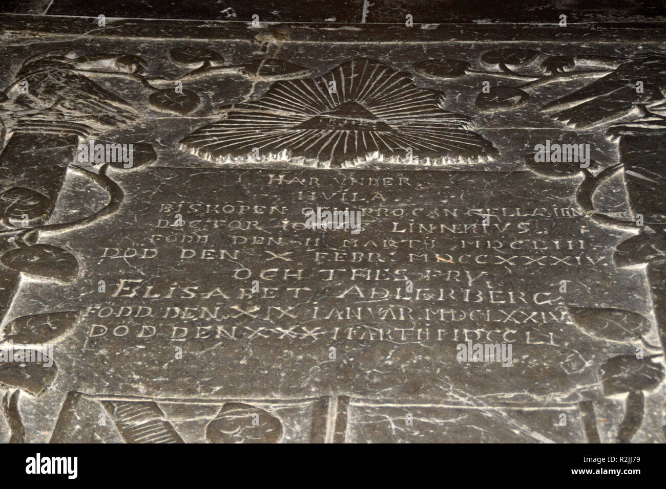 Lund, Suède. 7 novembre 2018. Crypte de la cathédrale de Lund. Banque D'Images