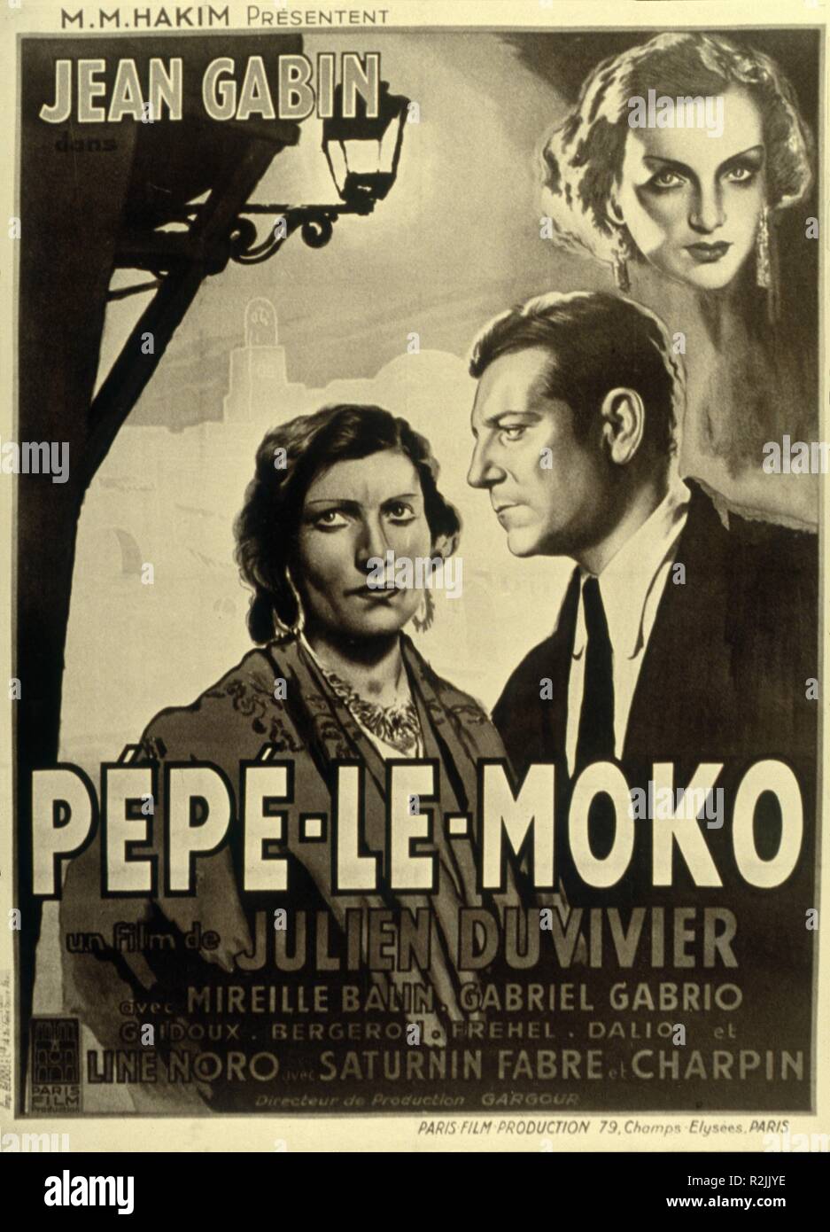 Pépé le Moko Année : 1937 - France Réalisateur : Julien Duvivier Line Noro, Jean Gabin, Mireille Balin Poster (Fr) Banque D'Images