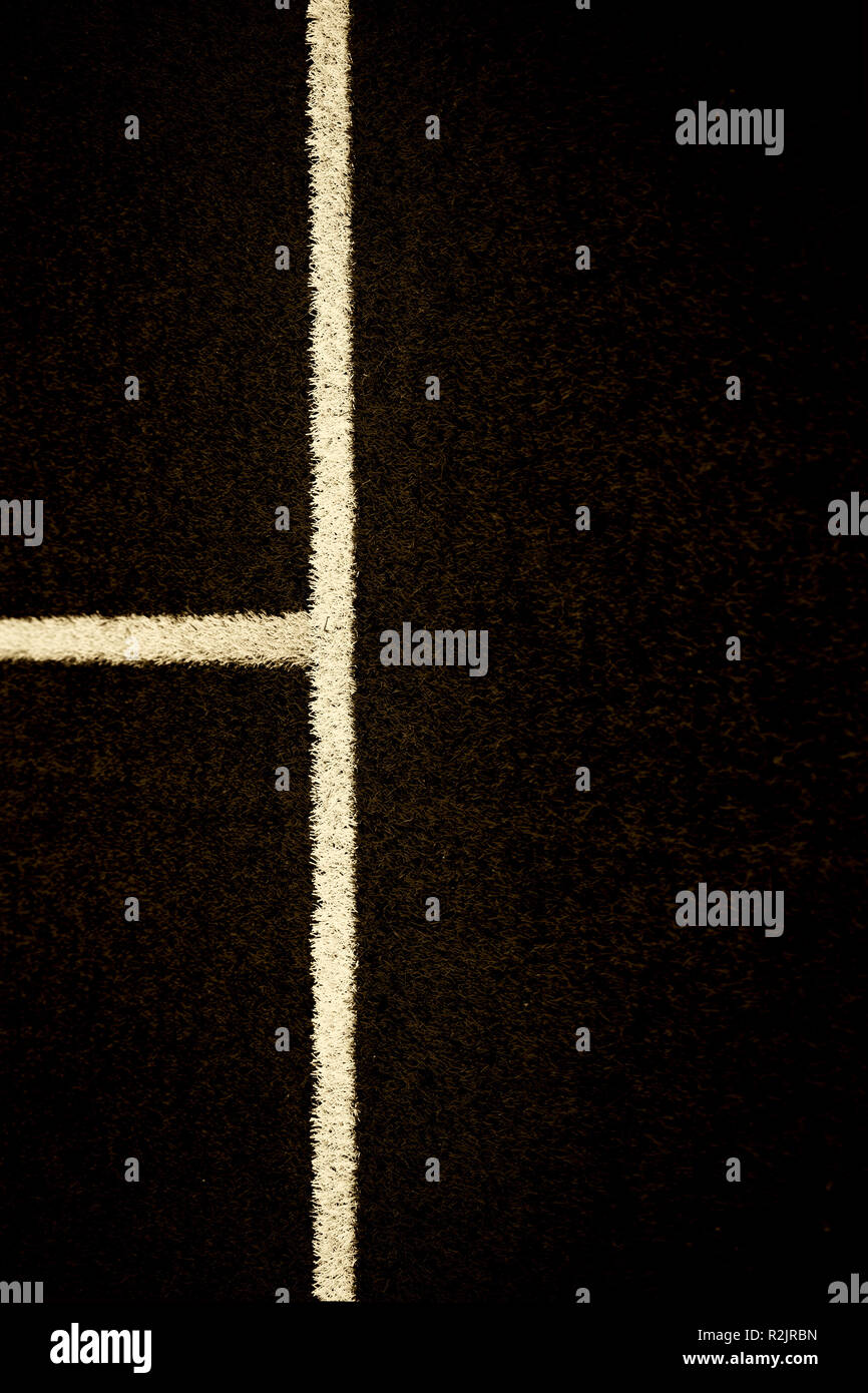 Domaine de l'herbe verte d'un terrain de football avec la ligne de touche et à mi-chemin Banque D'Images