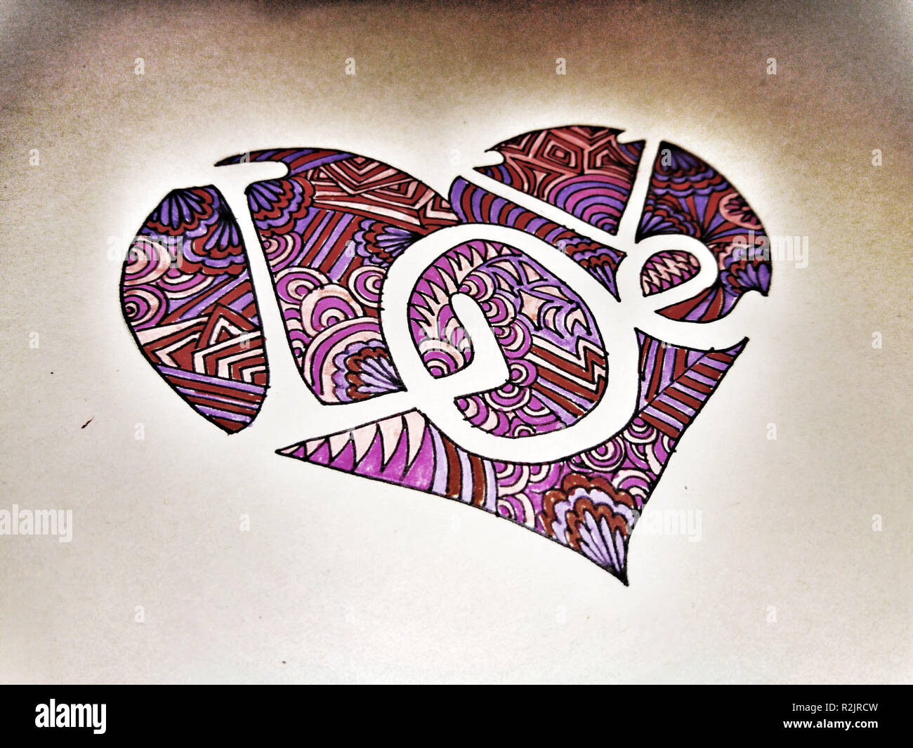 Bricolage, dessin, coeur, amour, Motif, Banque D'Images