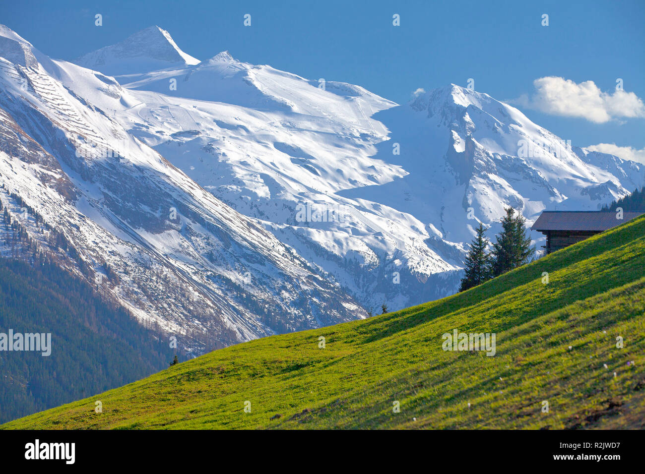 Autriche, Tyrol, avec le glacier de Hintertux Zillertal, Olperer Banque D'Images