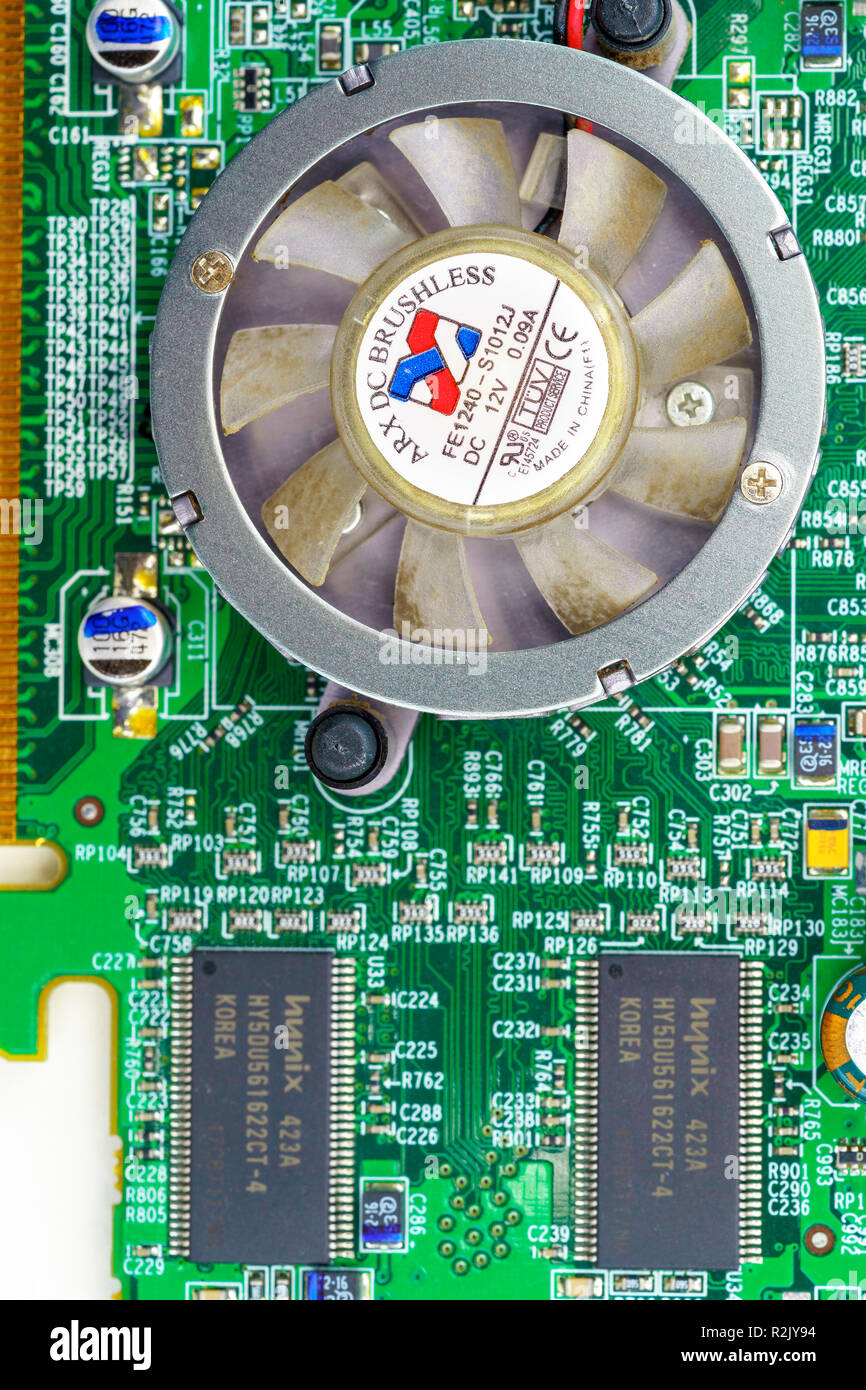 Carte graphique ordinateur close up on white background Banque D'Images