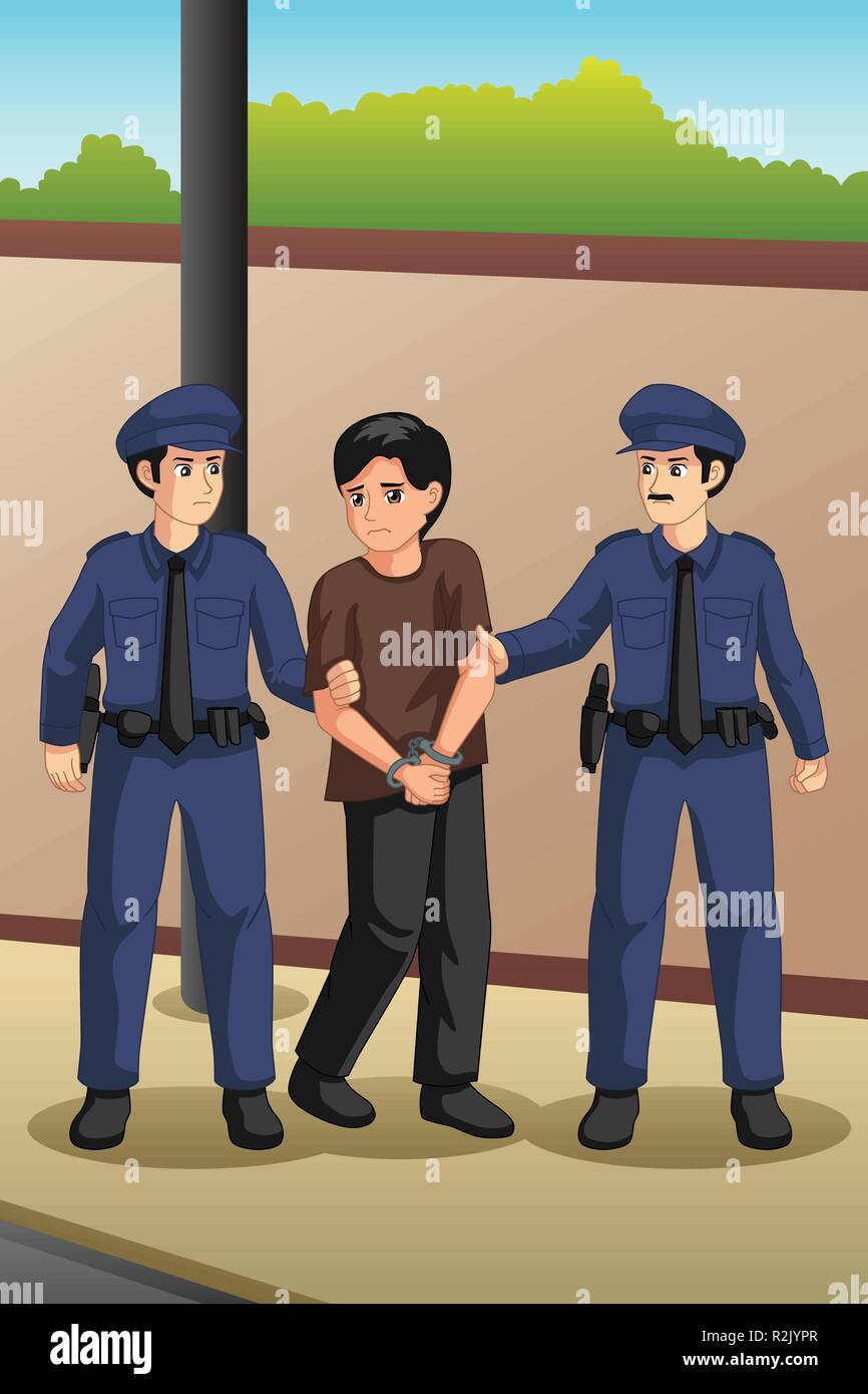 Un vecteur illustration de policiers attraper un criminel Illustration de Vecteur