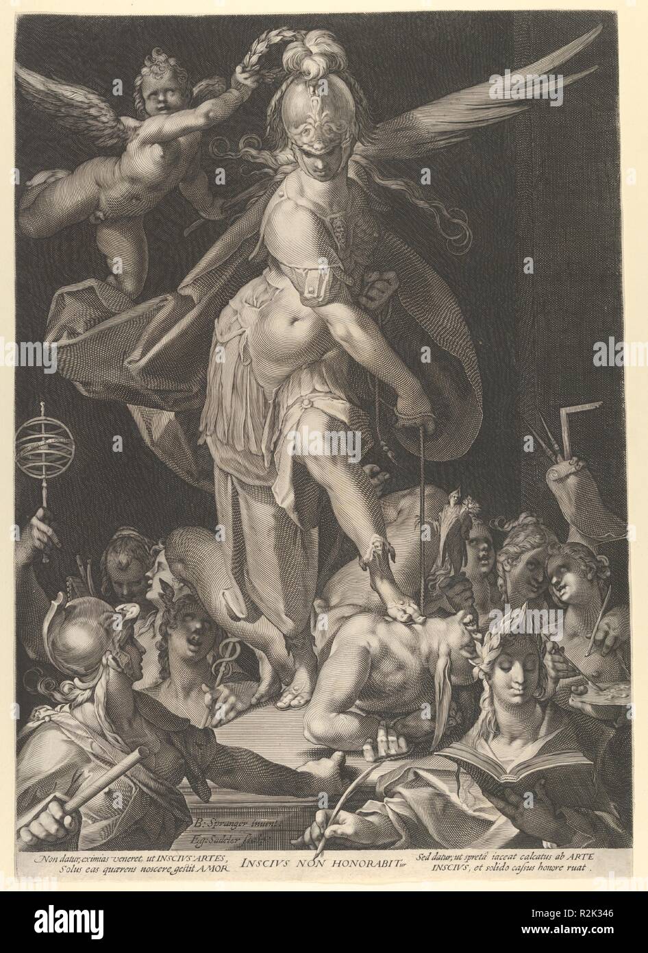 La conquête de la sagesse de l'Ignorance. Artiste : Bartholomeus Spranger (Anvers 1546-1611 Russisch, Prague) ; Aegidius Sadeler II (Anvers 1568-1629 Russisch, Prague). Date : n.d.. Musée : Metropolitan Museum of Art, New York, USA. Auteur : Aegidius Sadeler II. Bartholomeus Spranger. Aegidius Sadeler II, après Bartholomaeus Spranger. Banque D'Images