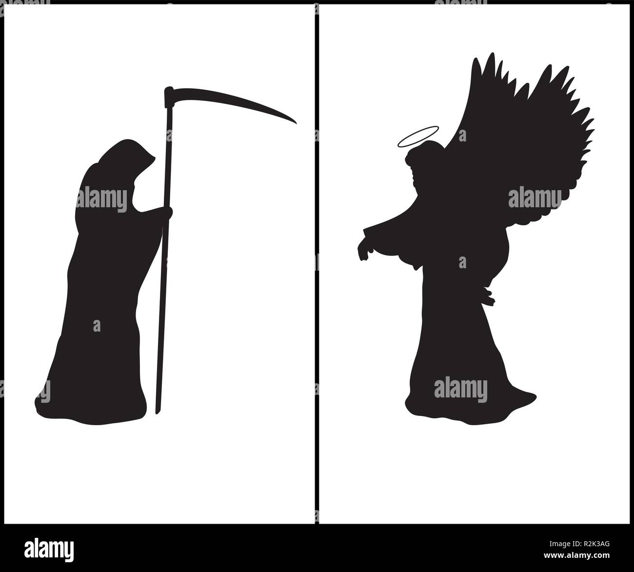 La religion et la mort de silhouette silhouette angel Illustration de Vecteur