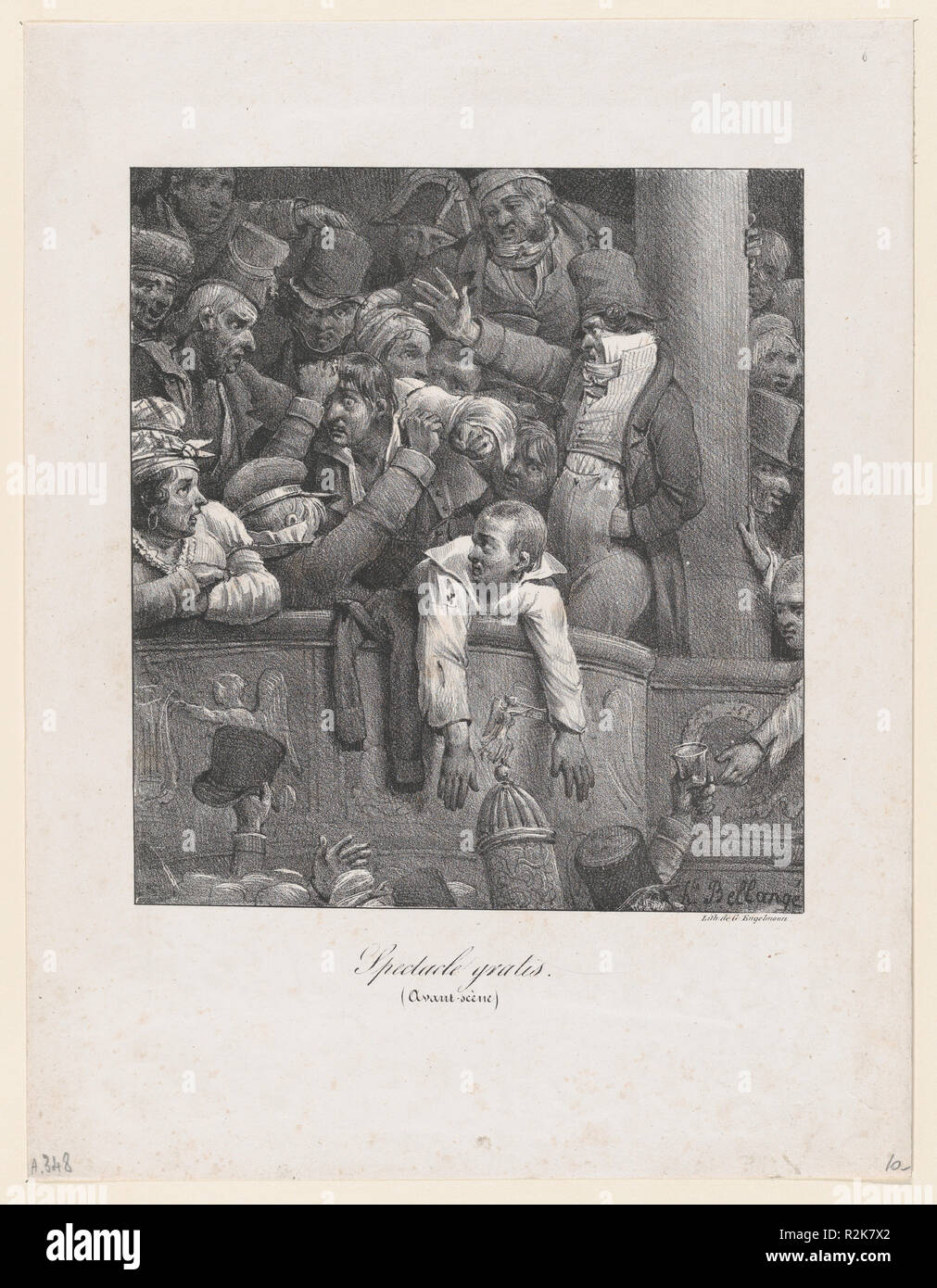 L'avant-scène (Spectacle gratuit). Artiste : Hippolyte Bellangé (Français, 1800-1866). Fiche Technique : Dimensions : 14 po. × 10 11/16 in. (35,5 × 27,2 cm) : 9 dans l'image. × 8 1/16 in. (22,8 × 20,5 cm). Lithographe : Godefroy Engelmann (Allemand (né en France), Mulhouse Mulhouse 1788-1839). Date : 1830-40. Musée : Metropolitan Museum of Art, New York, USA. Banque D'Images