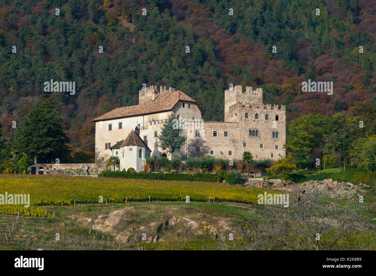 L'Italie, le Tyrol du Sud, l'Alto Adige, au sud du Tyrol du Sud, Überetsch, Route des Vins, Eppan, Freudenstein Castle Banque D'Images