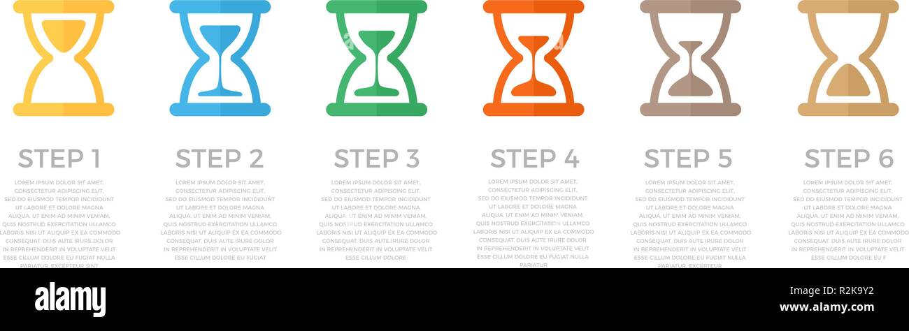 Hourglass vecteur infographie concept. Illustration de calendrier pour les horloges de sable design et marketing présentation sur fond blanc. Illustration de Vecteur