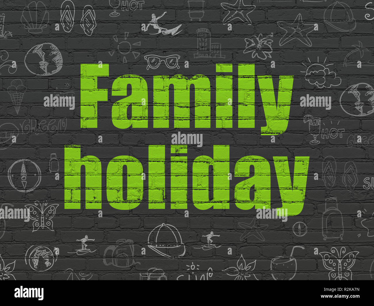 Vacances : Vacances en famille sur fond de mur Banque D'Images