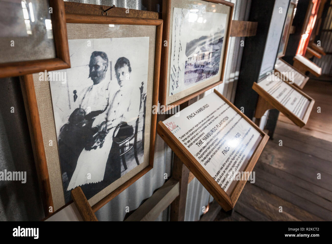 Le musée allemand soulignant les fondateurs de la Finca Hamburgo coffee plantation près de Tapachula, Chiapas, Mexique. Banque D'Images