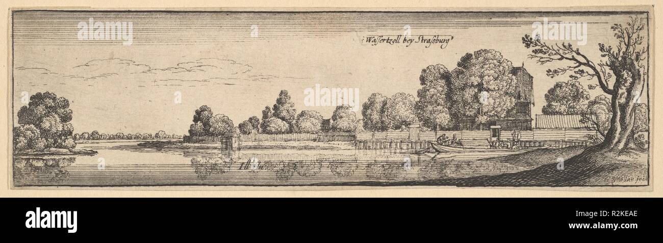 Strasbourg : la chambre sans frais. Wenceslaus Hollar : artiste bohème, Prague 1607-1677 (Londres). Fiche Technique : Dimensions : 1 7/8 x 6 1/2 in. (4,7 × 16,5 cm). Series/portefeuille : la vue sur la rivière de l'Allemagne et les Pays-Bas, lot de 12. Date : 1625-77. Vue éloignée sur une maison sans frais sur la rive de l'Ill près de Strasbourg, obscurci par des arbres à droite, avec l'aviron qui approchait. L'un d'une série de 12 vues en Allemagne, auparavant dans un album, maintenant démontés. Selon la vertu, ces impressions d'après des dessins réalisés en 1632 lorsque Hollar fait un voyage du Rhin de Cologne. Musée : Metropolitan Museum of Art, New York, Banque D'Images