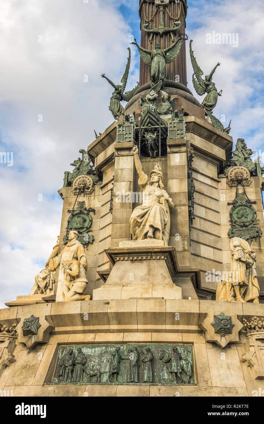 Monument à Christophe Colomb, Barcelone, Espagne Banque D'Images