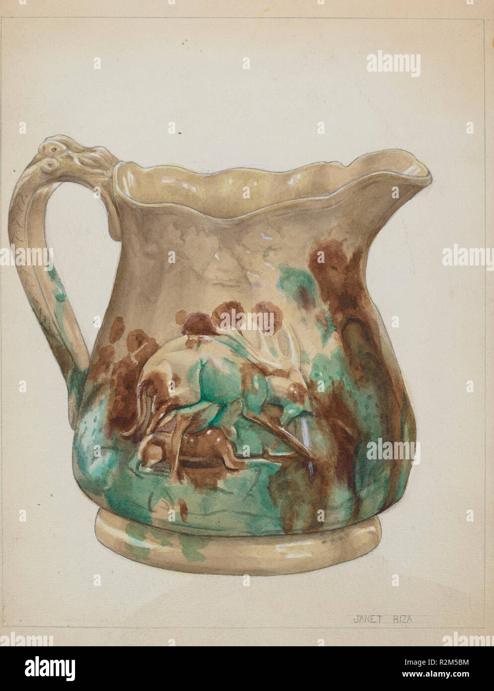 Pitcher. En date du : ch. 1936. Dimensions : hors tout : 28,4 x 21,1 cm (11 3/16 x 8 5/16 in.) Objet : SAI Original 8' de hauteur 5 3/4" dia.(base). Médium : Aquarelle, mine de plomb, et aggravant sur papier. Musée : National Gallery of Art, Washington DC. Auteur : Janet Riza. Banque D'Images