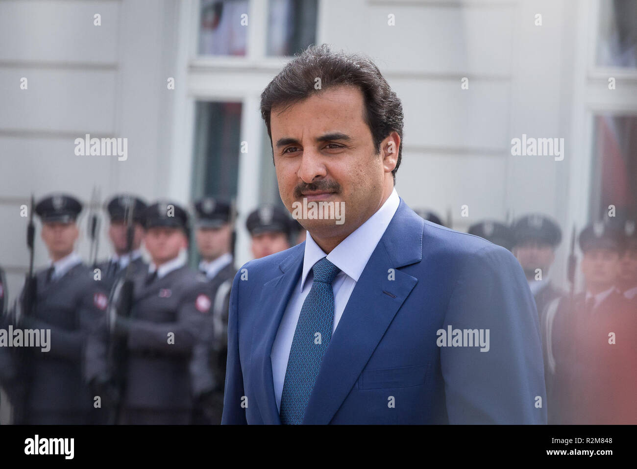 Emir du Qatar Tamim bin Hamad Al Thani au palais présidentiel à Varsovie, Pologne, le 5 mai 2017 Banque D'Images