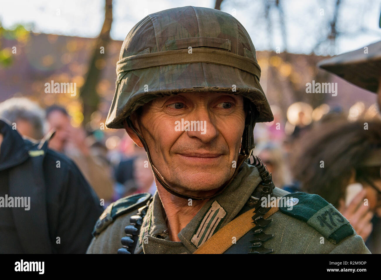 Lviv, Ukraine - Oktober,14, 2018 : la reconstitution historique militaire est dédié à l'anniversaire de la création de l'Armée insurrectionnelle ukrainienne. Banque D'Images