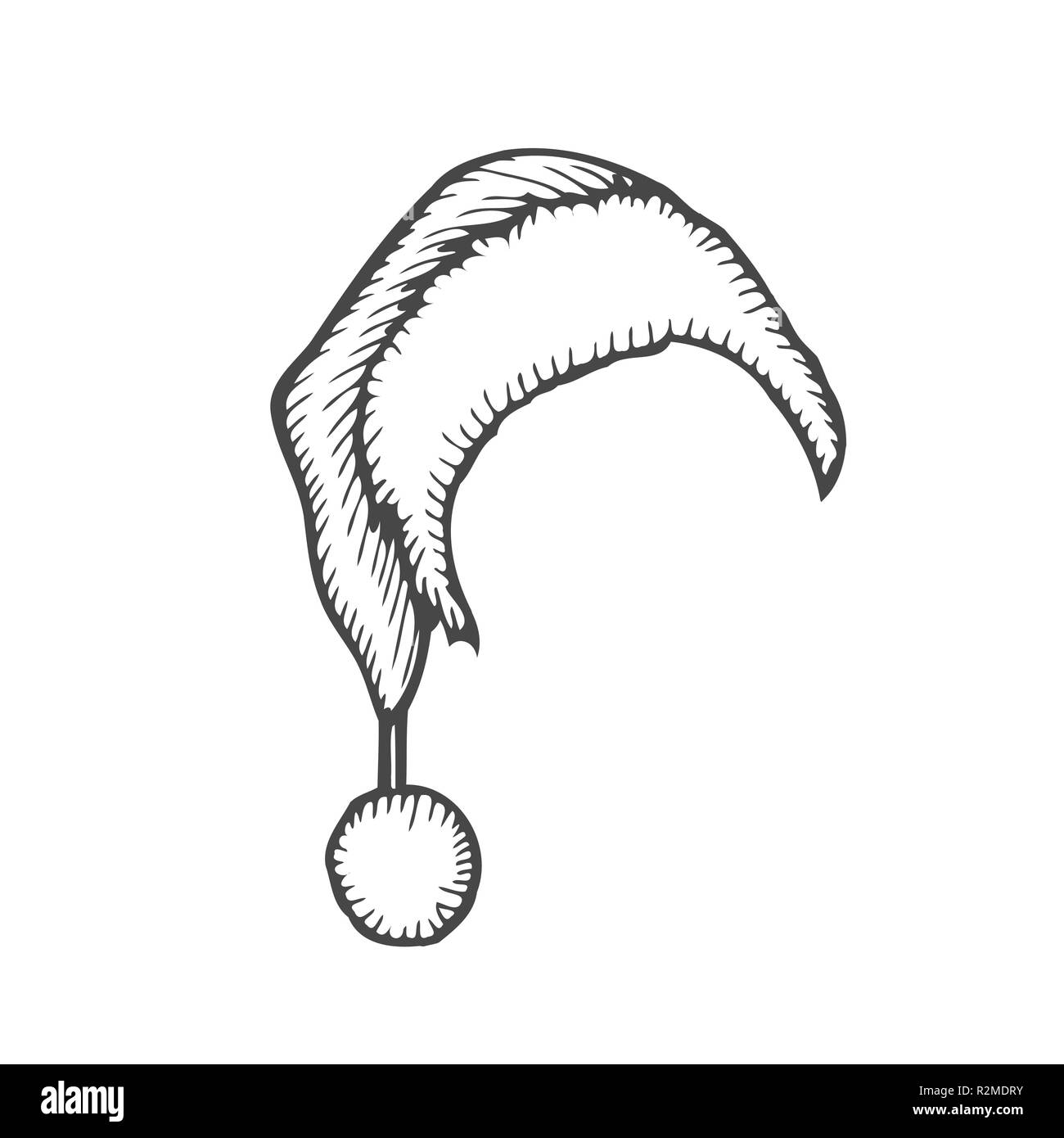 Croquis dessinés à la main, de Santa Hat. Encre Doodle santa hat ou dormir cap Illustration de Vecteur