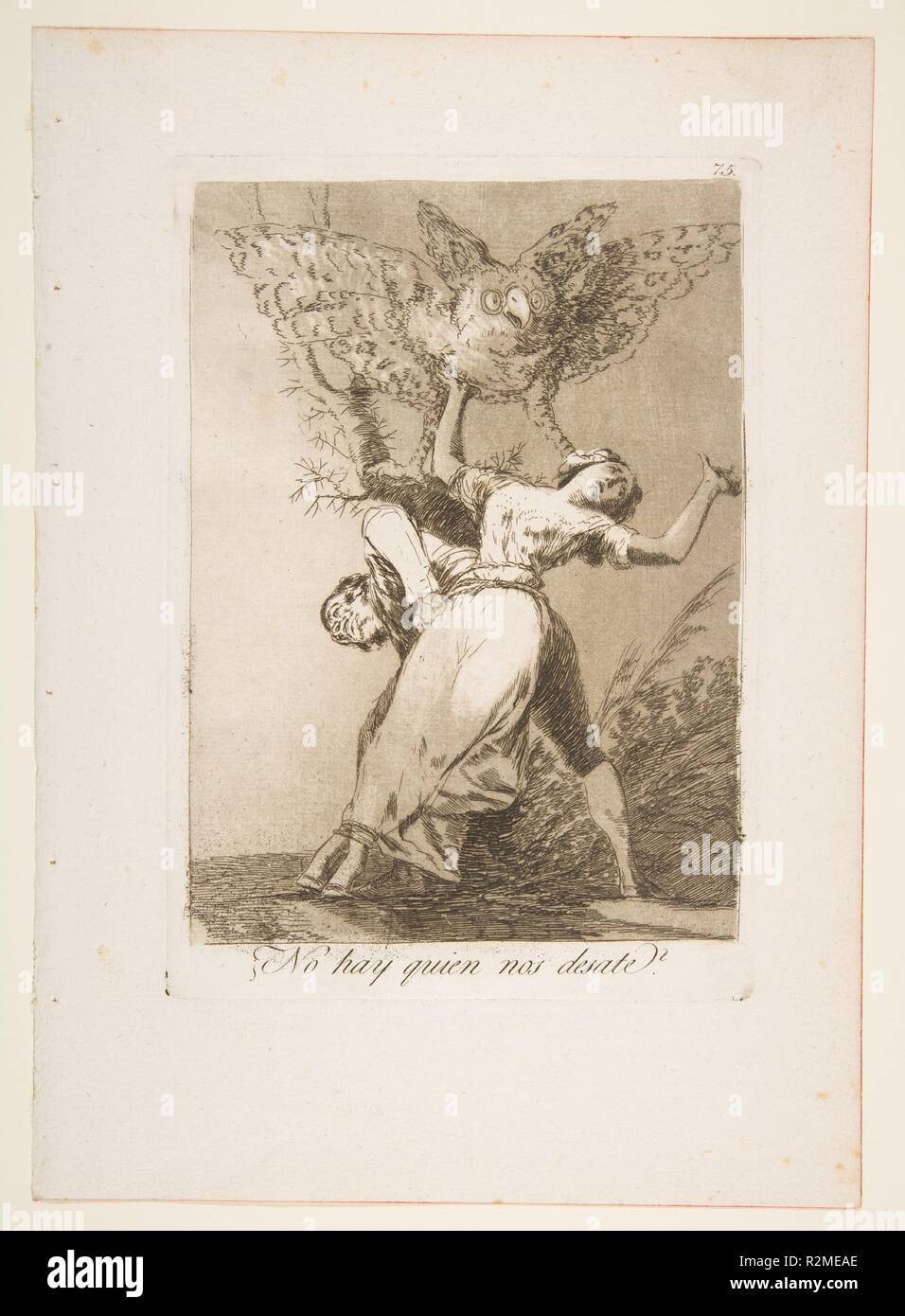 75 Plaque de "Los Caprichos" : y a personne pour nous délier ? (¿No hay quien no desate ?). Artiste : Goya (Francisco de Goya y Lucientes (Fuendetodos) espagnol, 1746-1828 Bordeaux). Dimensions : Plateau : 8 3/8 x 5 7/8 in. (21,3 x 14,9 cm) feuille : 11 5/8 x 8 1/4 in. (29,5 x 21 cm). Series/portefeuille : Los Caprichos. Date : 1799. Musée : Metropolitan Museum of Art, New York, USA. Banque D'Images