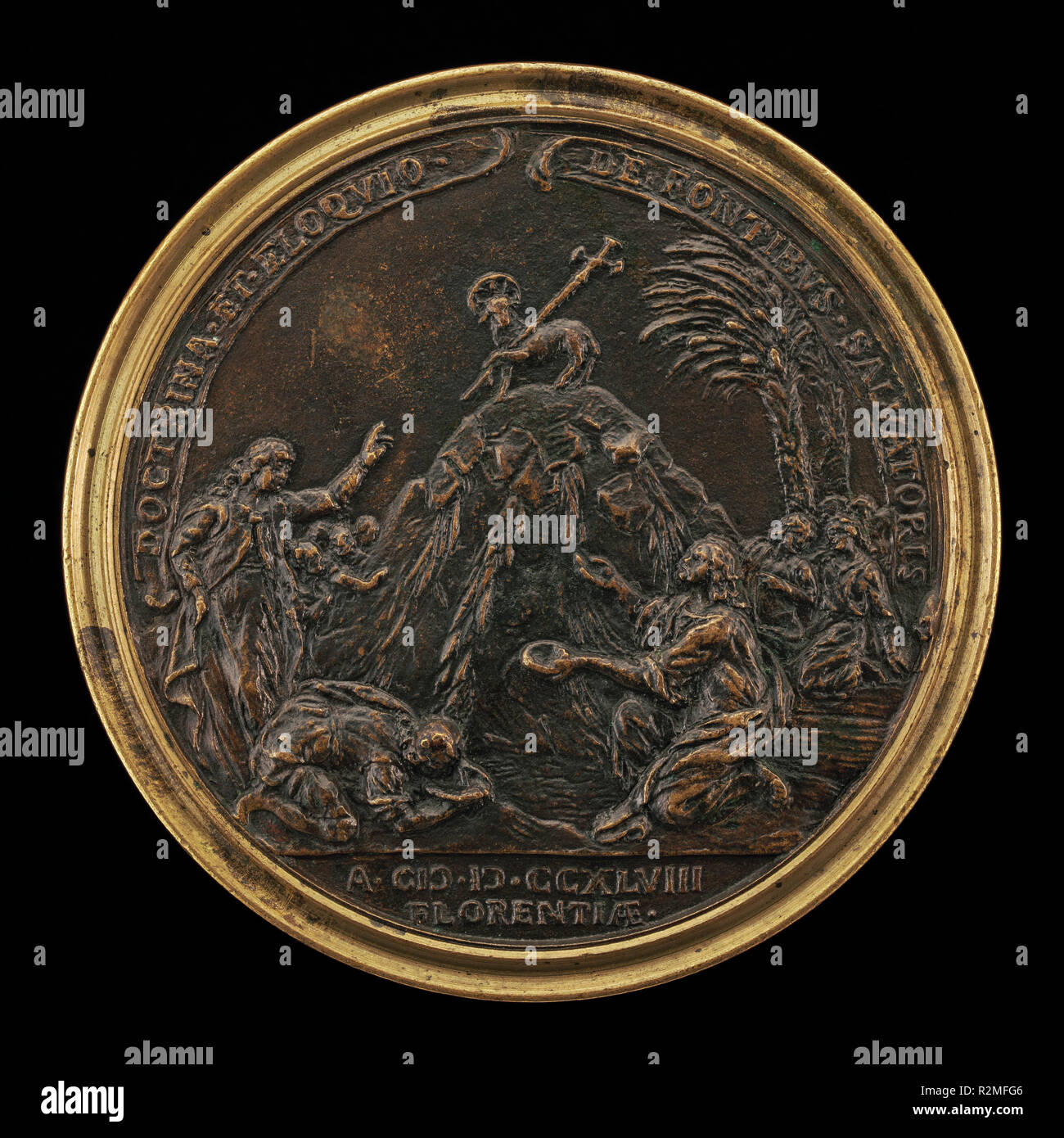 Giancarlo Rossetti la prédication avec l'Agnus Dei sur une motte [AR]. En date du : 1748. Dimensions : hors tout (diamètre) : 8.66 cm (3 7/16 po). Technique : bronze. Musée : National Gallery of Art, Washington DC. Auteur : Antonio Francesco Selvi. Banque D'Images