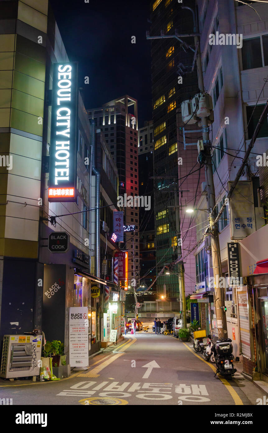 L'Hôtel de ville de Séoul dans le quartier de Jung de Séoul, Corée du Sud, à nighr. Banque D'Images
