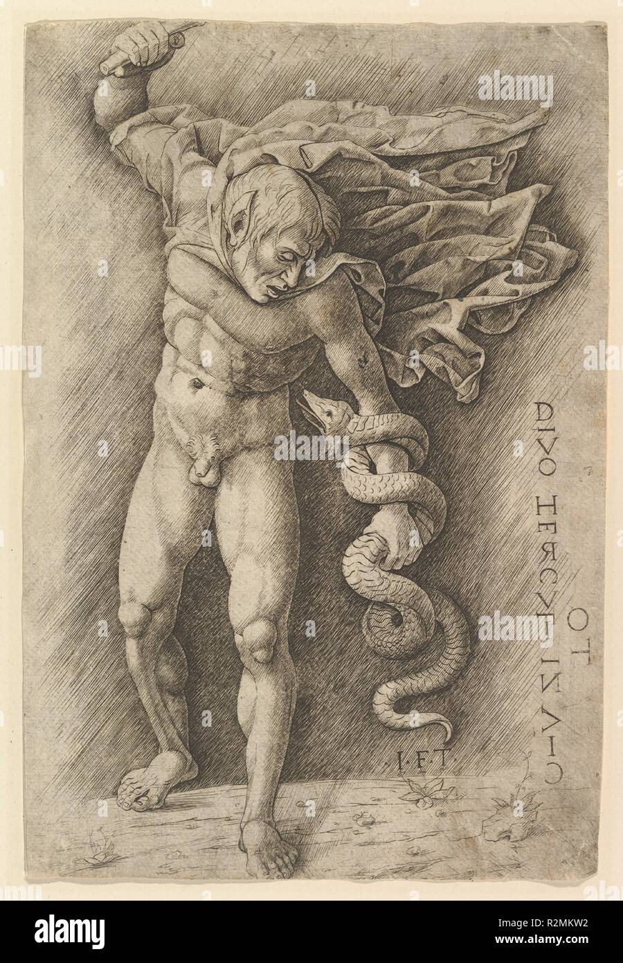 Hercule et l'Hydre. Artiste : Andrea Mantegna (École de l'italien, l'Isola di Carturo 1430/31-1506 Mantoue). Fiche technique : Dimensions : 11 x 7 5/16 11/16 in. (28,7 x 19,6 cm). Date : n.d.. Musée : Metropolitan Museum of Art, New York, USA. Auteur : École d'Andrea Mantegna. Atelier d'Andrea Mantegna. Banque D'Images Hercule et l'Hydre. Artiste : Andrea Mantegna (École de l'italien, l'Isola di Carturo 1430/31-1506 Mantoue). Fiche technique : Dimensions : 11 x 7 5/16 11/16 in. (28,7 x 19,6 cm). Date : n.d.. Musée : Metropolitan Museum of Art, New York, USA. Auteur : École d'Andrea Mantegna. Atelier d'Andrea Mantegna. Banque D'Images