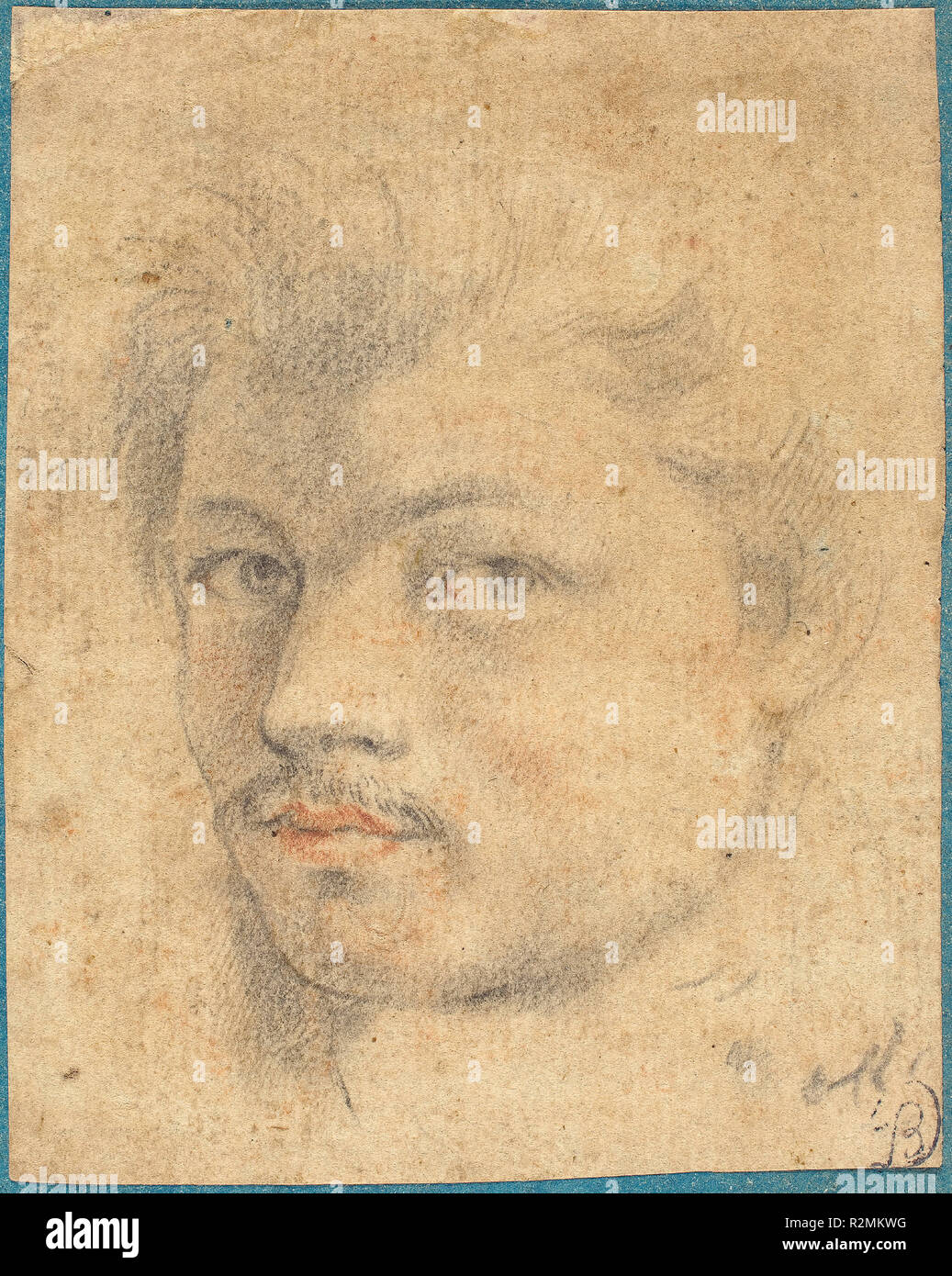 Tête d'un homme. Fiche technique : Dimensions : 8,4 x 6,6 cm (3 5/16 x 2 5/8 in.). Médium : noir et craie rouge sur papier vergé. Musée : National Gallery of Art, Washington DC. Auteur : Sans Titre by munier Jacob. Banque D'Images Tête d'un homme. Fiche technique : Dimensions : 8,4 x 6,6 cm (3 5/16 x 2 5/8 in.). Médium : noir et craie rouge sur papier vergé. Musée : National Gallery of Art, Washington DC. Auteur : Sans Titre by munier Jacob. Banque D'Images