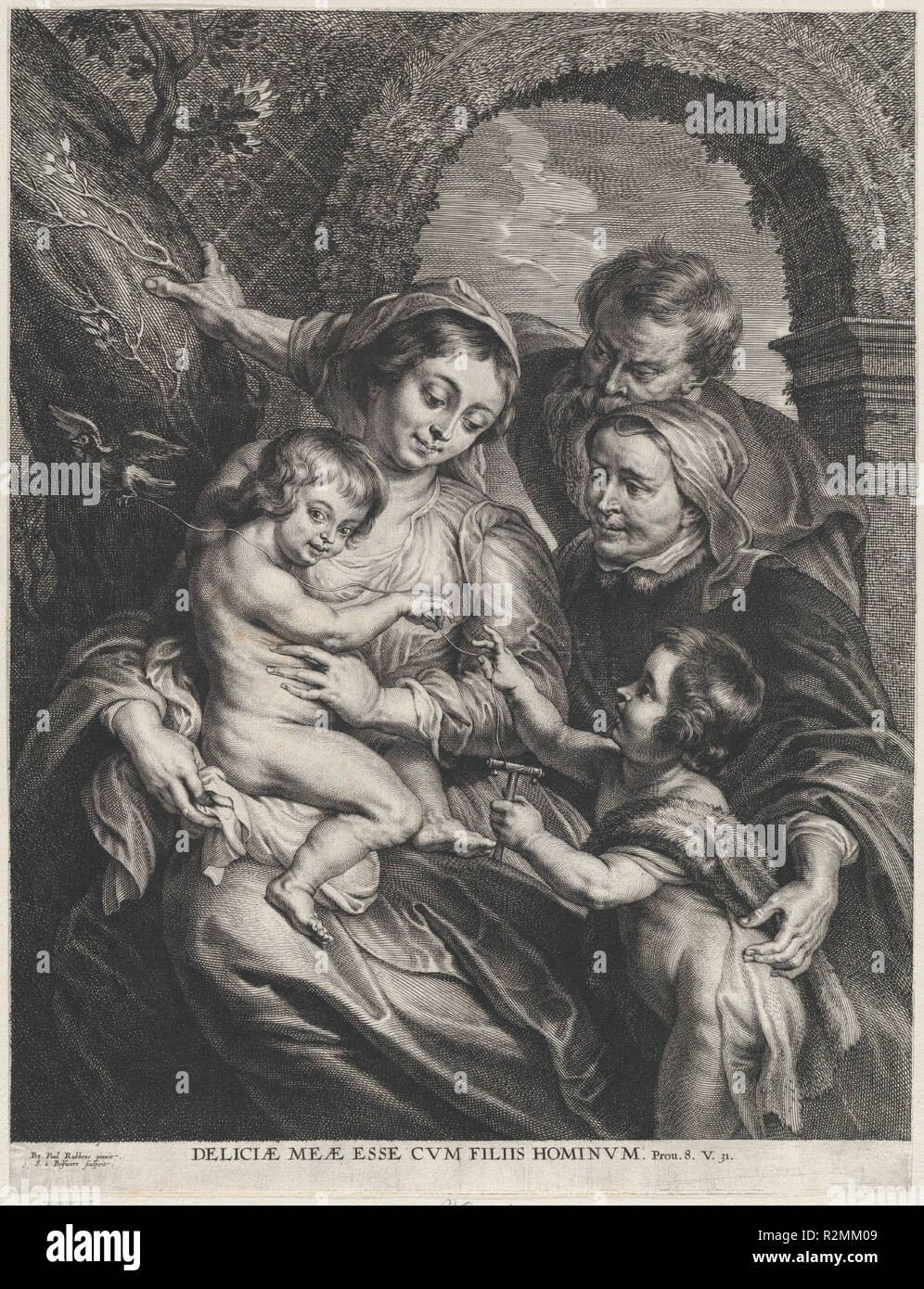 La Sainte Famille avec sainte Elisabeth et le taux de Saint Jean le Baptiste, tenant un chardonneret sur une chaîne. Artiste : Après Peter Paul Rubens (Siegen, flamand 1577-1640 Anvers) ; à ; 1er quart (Néerlandais, Bolsward 1581-1659 Anvers). Fiche Technique Dimensions : (découpés) : 15 × 11 11/16 15/16 in. (39,8 × 30,4 cm). Date : ca. 1600-59. Musée : Metropolitan Museum of Art, New York, USA. Auteur : Après Peter Paul Rubens. À ; 1er quart 18e. Après) by anonyme Sir Peter Paul Rubens. Banque D'Images