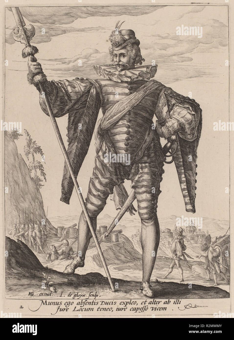 Le lieutenant-colonel. En date du : 1587. Dimensions : Plateau : 21,2 x 15,5 cm (8 3/8 x 6 1/8 in.) feuille : 34,8 x 25 cm (13 11/16 x 9 13/16 in.). Technique : gravure sur bois sur papier. Musée : National Gallery of Art, Washington DC. Auteur : Jacques de Gheyn II après Hendrik Goltzius. Banque D'Images