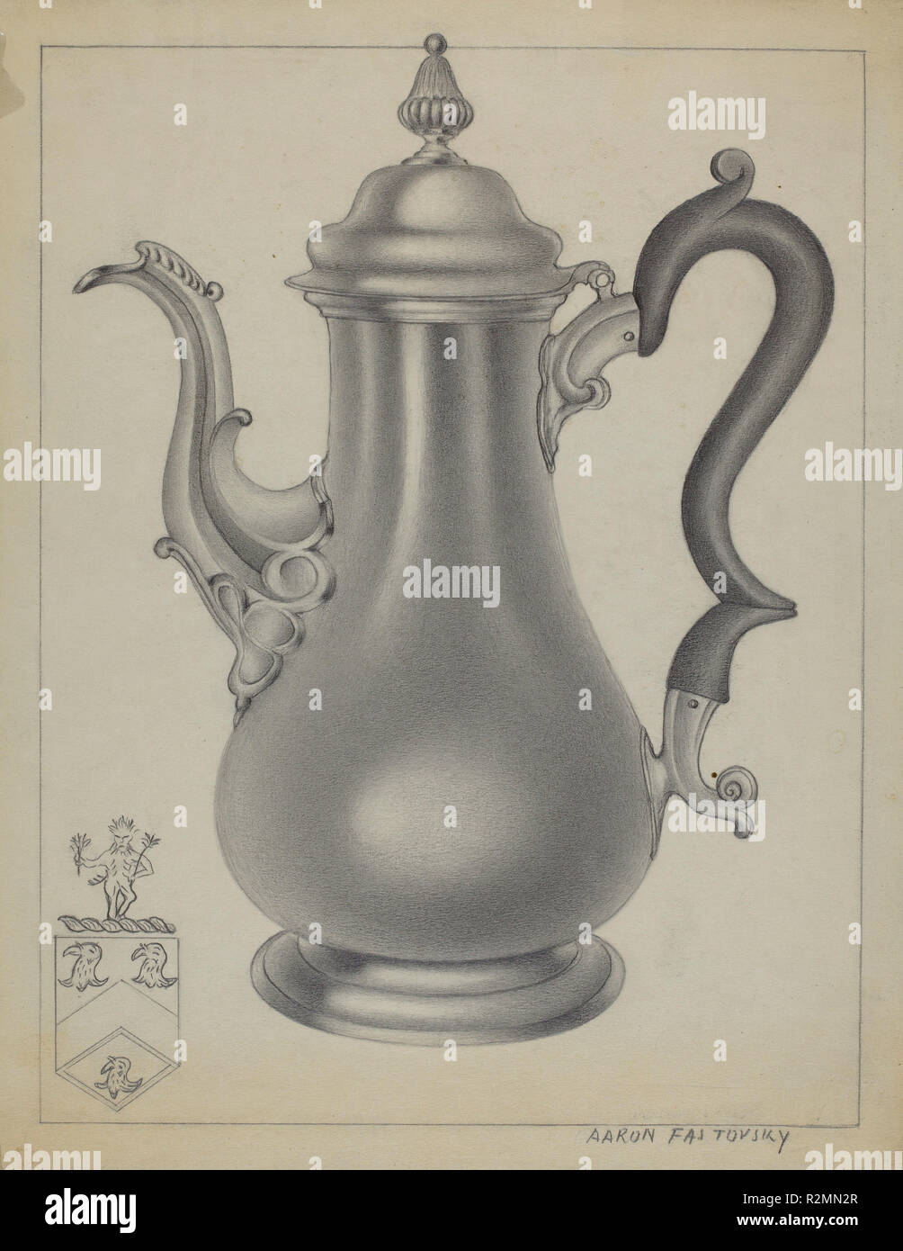 Cafetière en argent. En date du : ch. 1937. Dimensions : hors tout : 29 x 22,8 cm (11 x 9 7/16 in.) Objet : 10 SAI Original' de hauteur ; 7 3/4" de large. Médium : graphite sur papier. Musée : National Gallery of Art, Washington DC. Auteur : Aaron Fastovsky. Banque D'Images