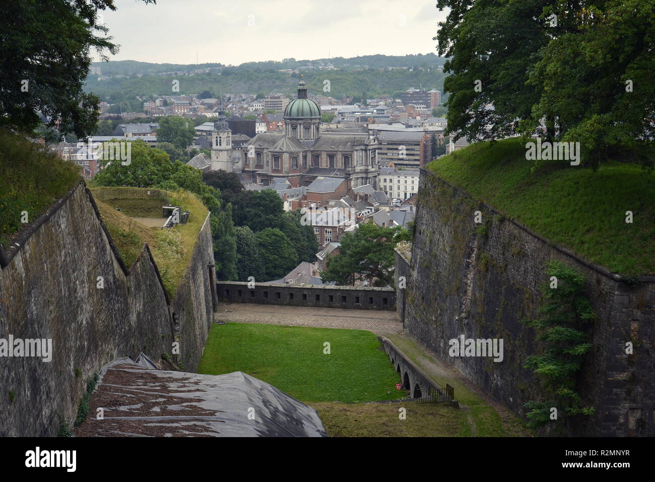 La ville belge de Namur, capitale de la province de Namur et la Wallonie, vue aérienne Banque D'Images