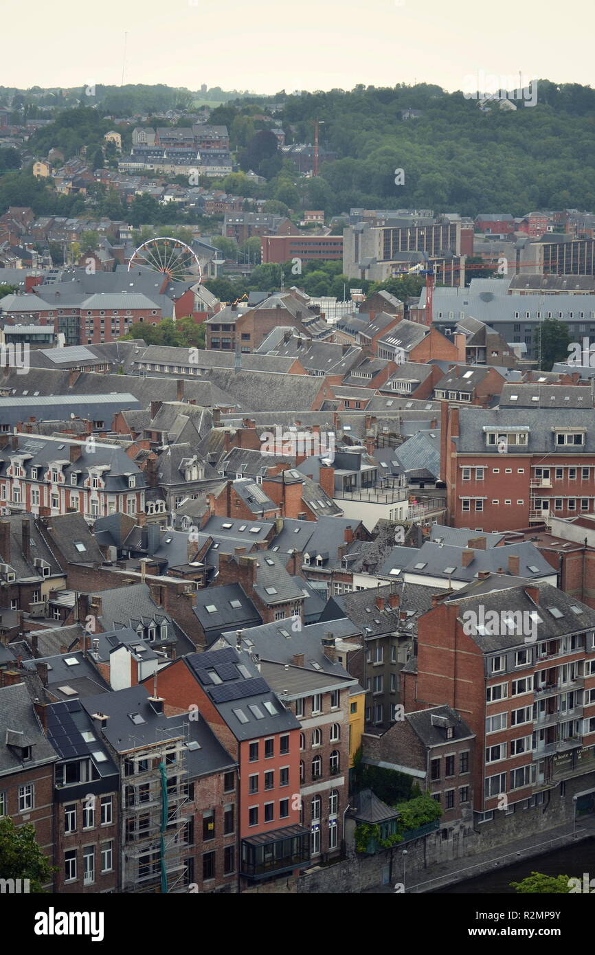 La ville belge de Namur, capitale de la province de Namur et la Wallonie, vue aérienne Banque D'Images