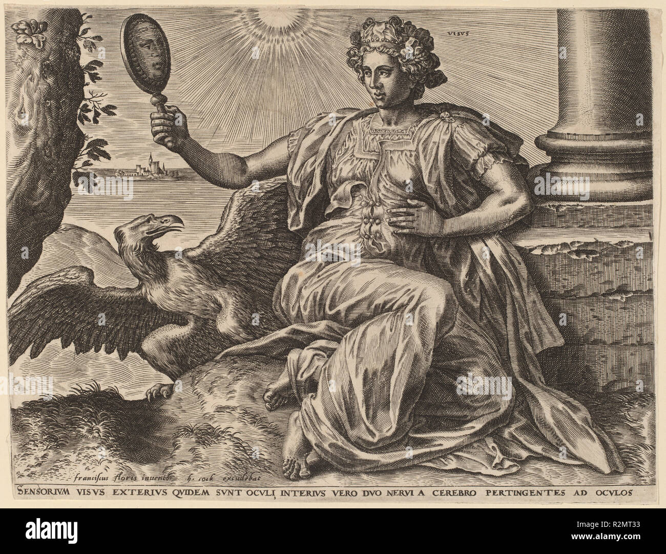Visus. En date du : 1561. Technique : gravure. Musée : National Gallery of Art, Washington DC. Auteur : Cornelis Cort après Frans Floris I. Banque D'Images