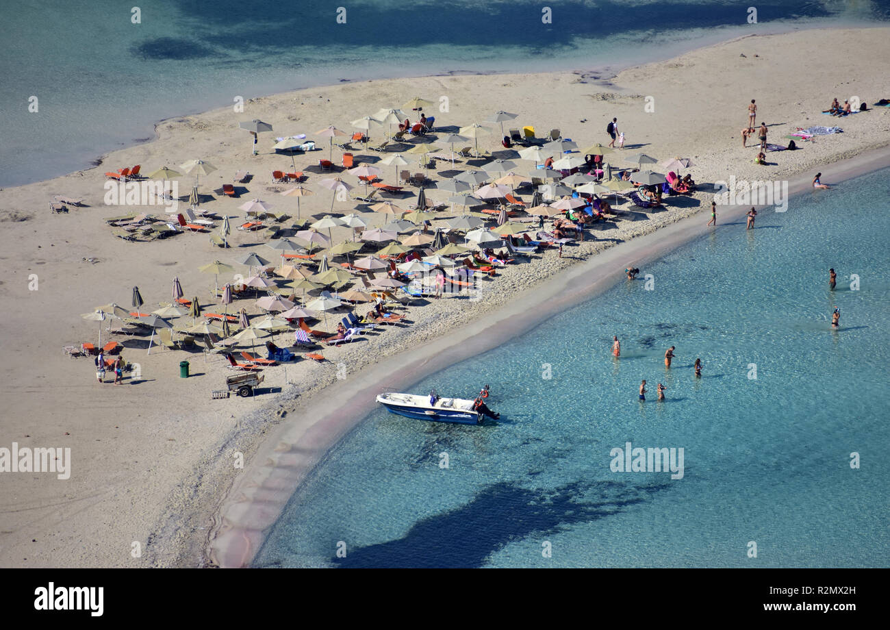 Lagon de balos et plage vue d'en haut sur l'île de Crète en Grèce Banque D'Images