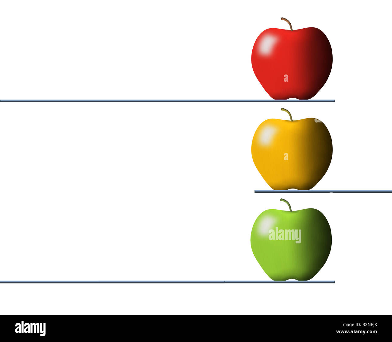 Les pommes sont l'objet de cette 3-D'illustration qui comprend des couleurs brillantes et dramatique de l'éclairage. C'est une illustration. Banque D'Images