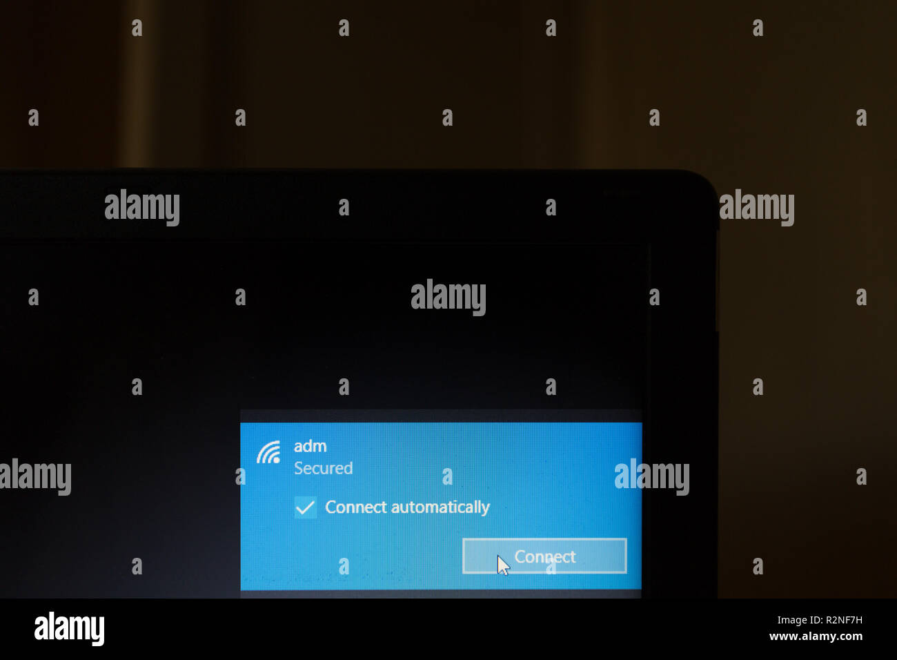 Réseau sans fil Dropdown menu sur l'écran d'un ordinateur Banque D'Images