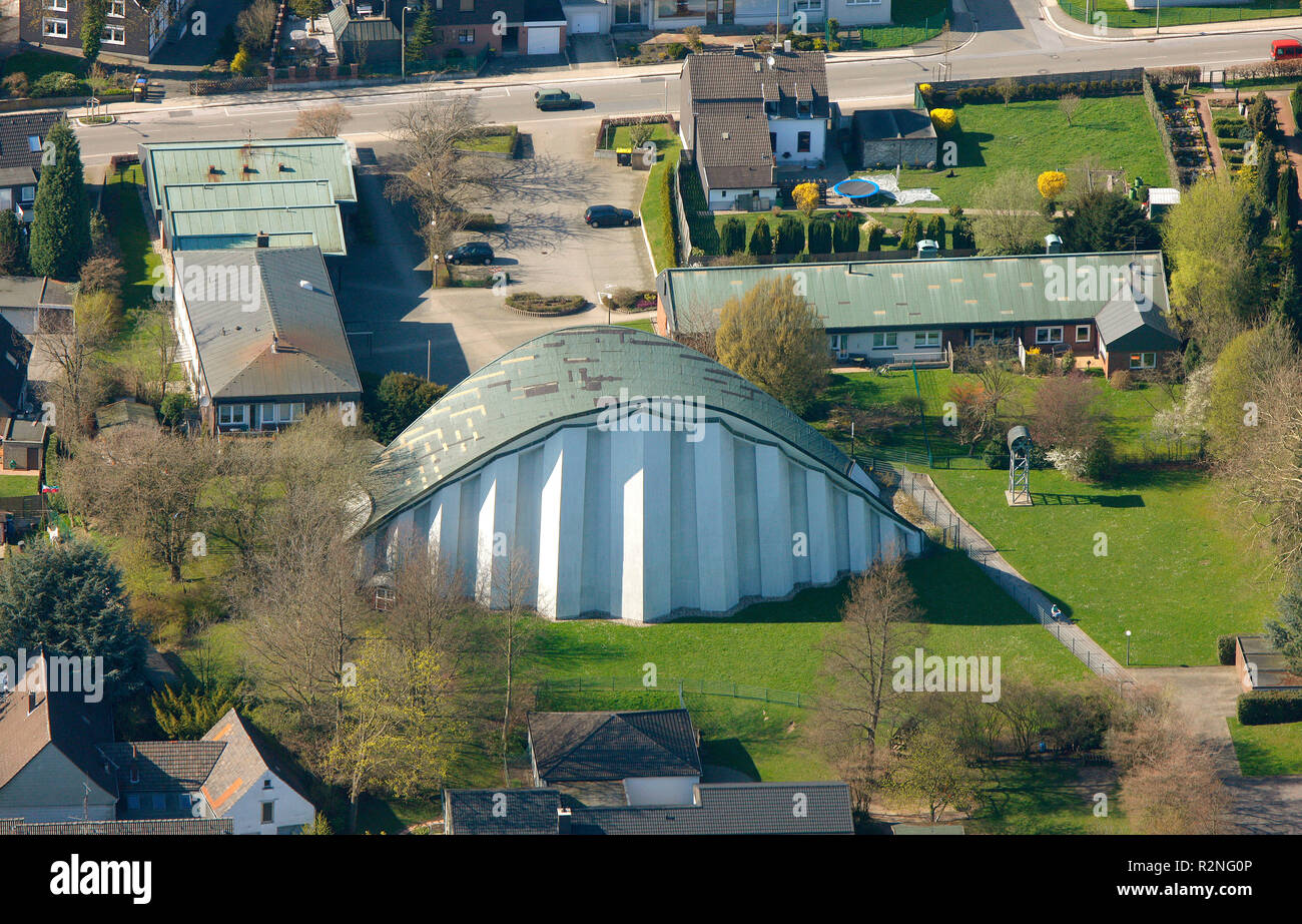 Überruhr église St.Josef, passage de toit, construction de béton, Essen, Ruhr, Rhénanie du Nord-Westphalie, Allemagne, Europe, Banque D'Images