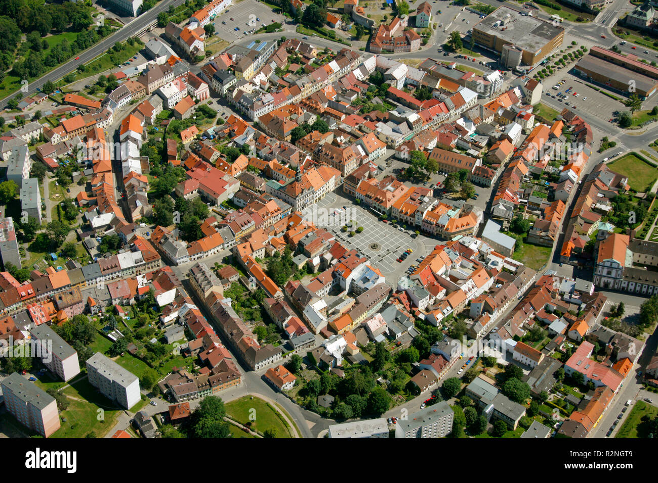 Vue aérienne, de la place du marché, centre historique de la ville, République tchèque, 2627, Ceská Lípa, Liberec, République Tchèque, Europe, Banque D'Images